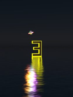 reverse E floating in the water with UFO